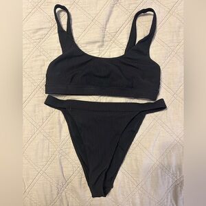PacSun Black Ribbed Bikini Set